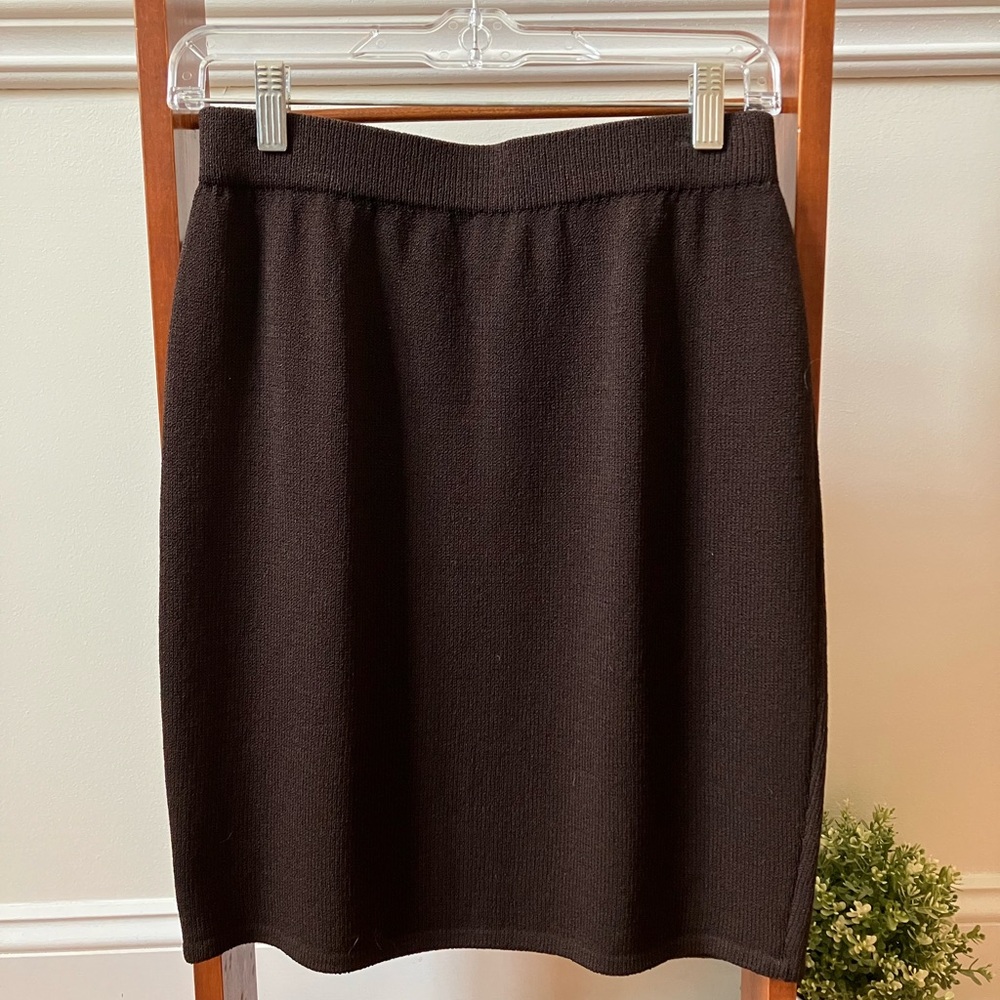 St. John Collection Chocolate Brown Knit Pencil Skirt
